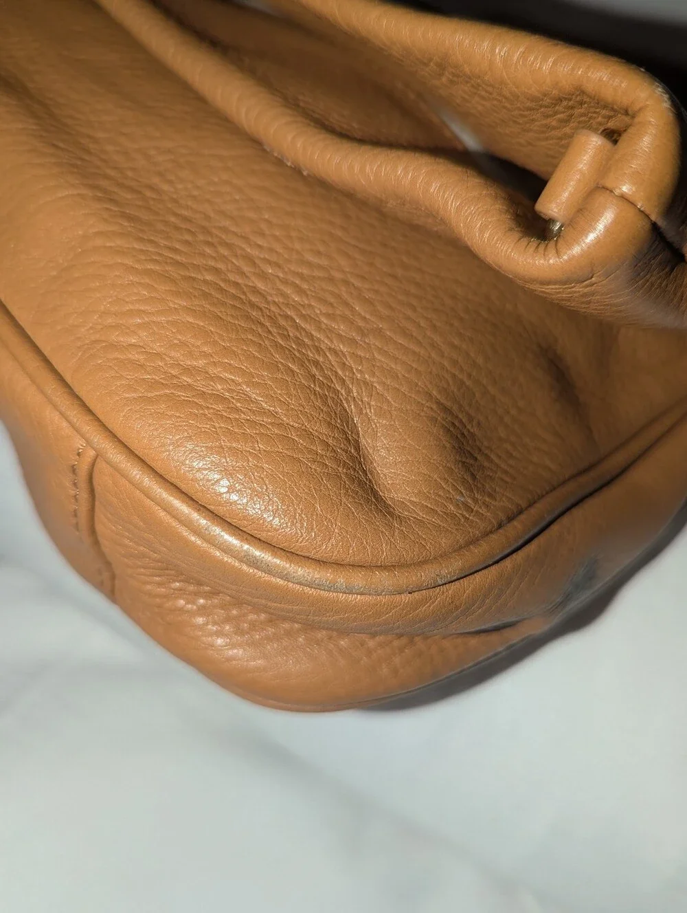 Tory Burch Amanda Fold Over Leather Crossbody Clutch Bag in Cognac Tan